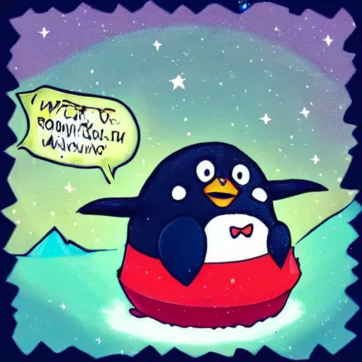 Image similar to a penguin riding a poring ragnarok, cartoon, kawaii,