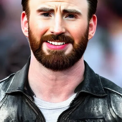 Prompt: chris evans with a mullet, photograph