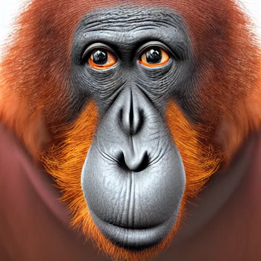 Prompt: abstract surrealist orangutan making a weird face