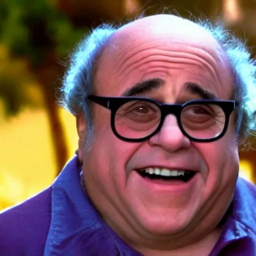 Image similar to A movie still of Danny Devito as a Disney princess