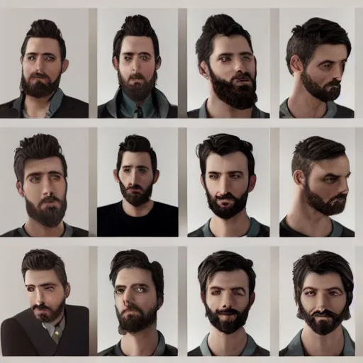 Image similar to man portrait from different angles, octane render unreal