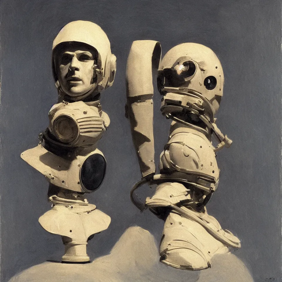 Image similar to a detailed bust of an astronaut helmet by camille corot, dynamic lighting, cinematic, epic composition, masterpiece