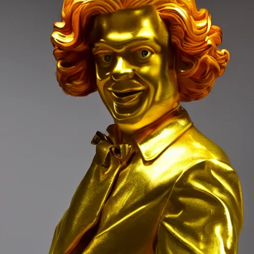 Image similar to A golden statue of Ronald McDonald