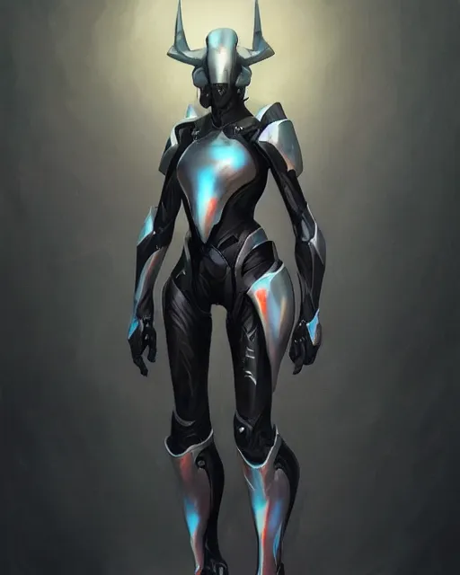 Prompt: smooth sleek pearlescent black wraithbone powerarmor, by greg rutkowski and mark brookes and jim burns and tom bagshaw and magali villeneuve, trending on artstation