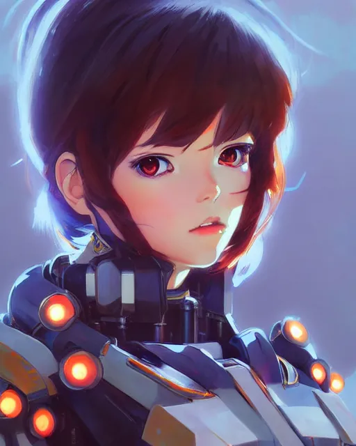 Prompt: portrait Anime as Mecha warrior girl cute-fine-face, pretty face, realistic shaded Perfect face, fine details. Anime. realistic shaded lighting by Ilya Kuvshinov Giuseppe Dangelico Pino and Michael Garmash and Rob Rey