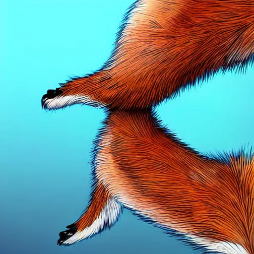 Image similar to digital art, underside of a fox paw, fluffy feet, toe beans, anatomically correct vulpine, 4 k