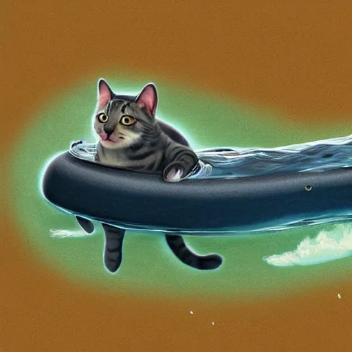 Prompt: a cat submarine chimera, digital art