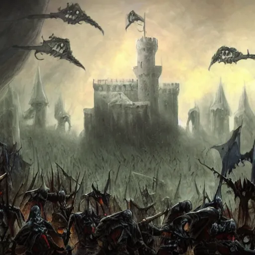 Prompt: Hordes of undead storming a castle