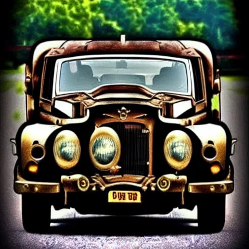 Image similar to steampunk gangster vintage car