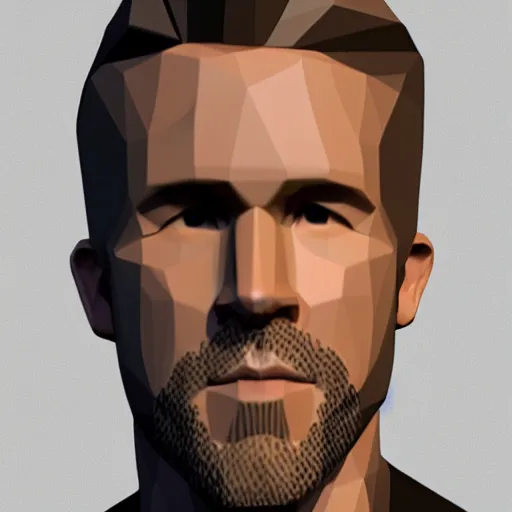 Prompt: low poly render of ryan reynolds