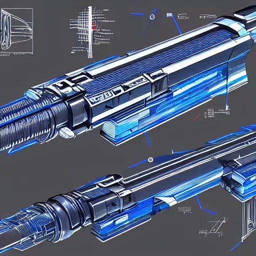 Prompt: detailed futuristic blueprints for a laser sword, cyberpunk