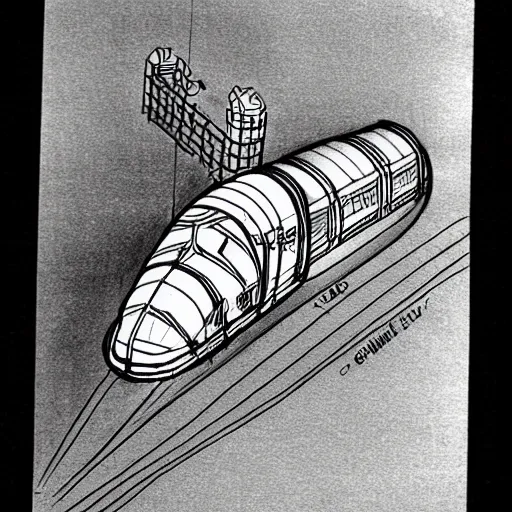 Image similar to bad child drawing of a space train