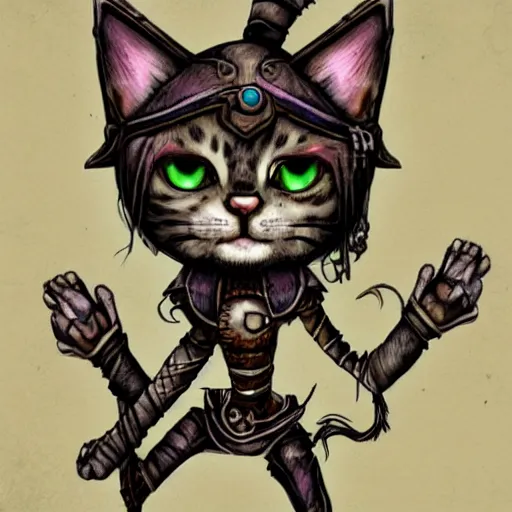 Image similar to planescape: torment art style cat concept