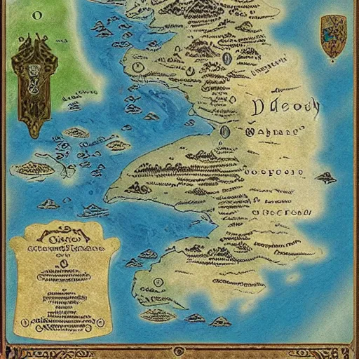 Image similar to fantasy world map, tolkien, george rr martin, old map