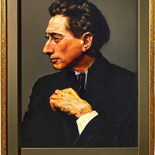 Image similar to a portrait painting of Martin Feldman. Painted by Norman Rockwell