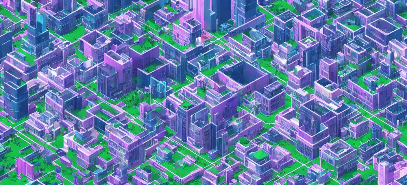 Prompt: vaporwave videogame city wallpaper, low poly, large,