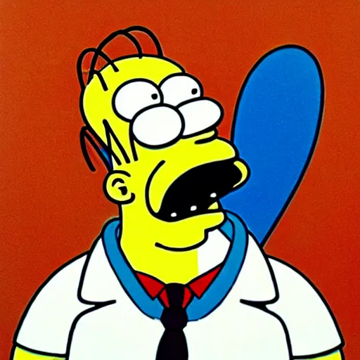 Image similar to homer simpson art by ralph steadman