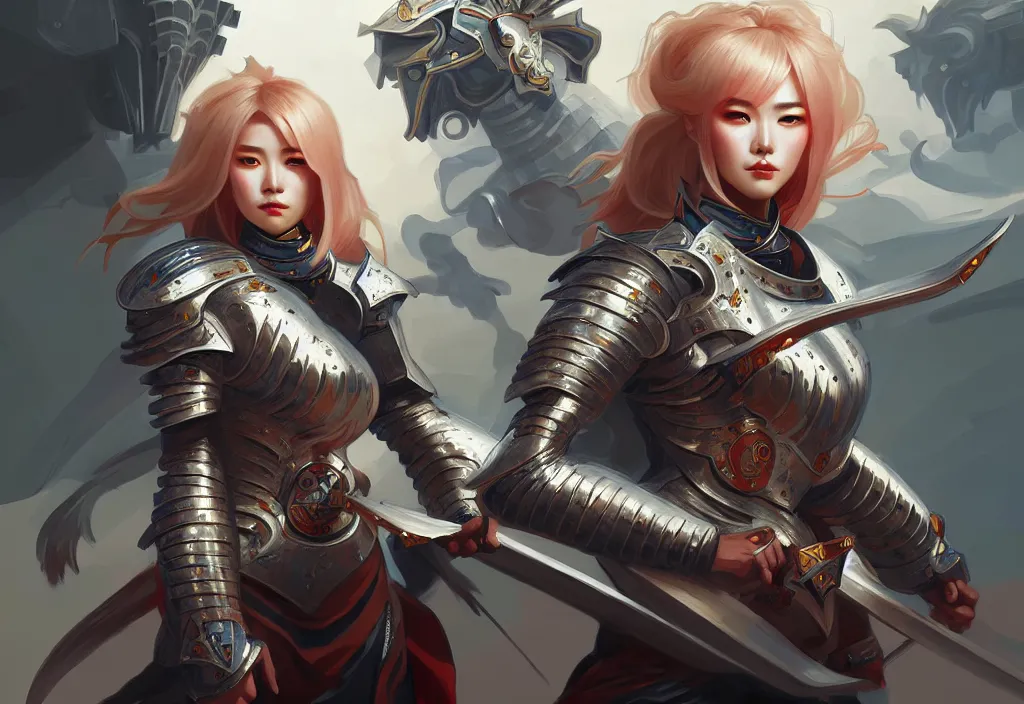 Image similar to portrait hero action pose of futuristic female knights of zodiac, chinese dragon concept art, d & d, highly detailed, digital painting, artstation, sharp focus, illustration, art by tan zi and ayanamikodon and alphonse mucha and wlop