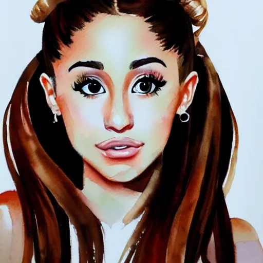 Image similar to portrait of ariana grande, watercolor expressionism, brushstrokes, detailed, digital art, artstation