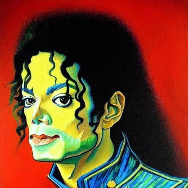 Image similar to a beautiful painting michael jackson face, by disney concept artists van gogh leonardo da vinci realistic oil painting