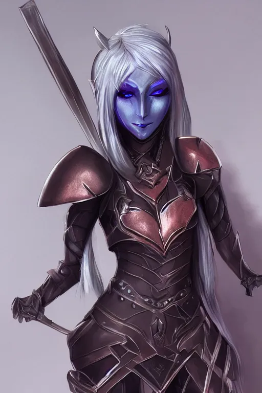 Image similar to a drow wearing copper armour, highly detailed, digital art, sharp focus, trending on art station, d & d, anime art style