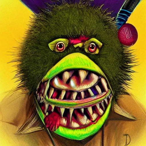 Image similar to a portrait of a tennis ball monsters, digital art, fantasy, magic, chalk, trending on artstation, ultra detailed, professional illustration by basil gogos