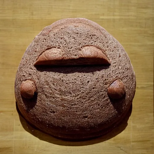 Image similar to bread that looks like a chocolate ice - cream with a face