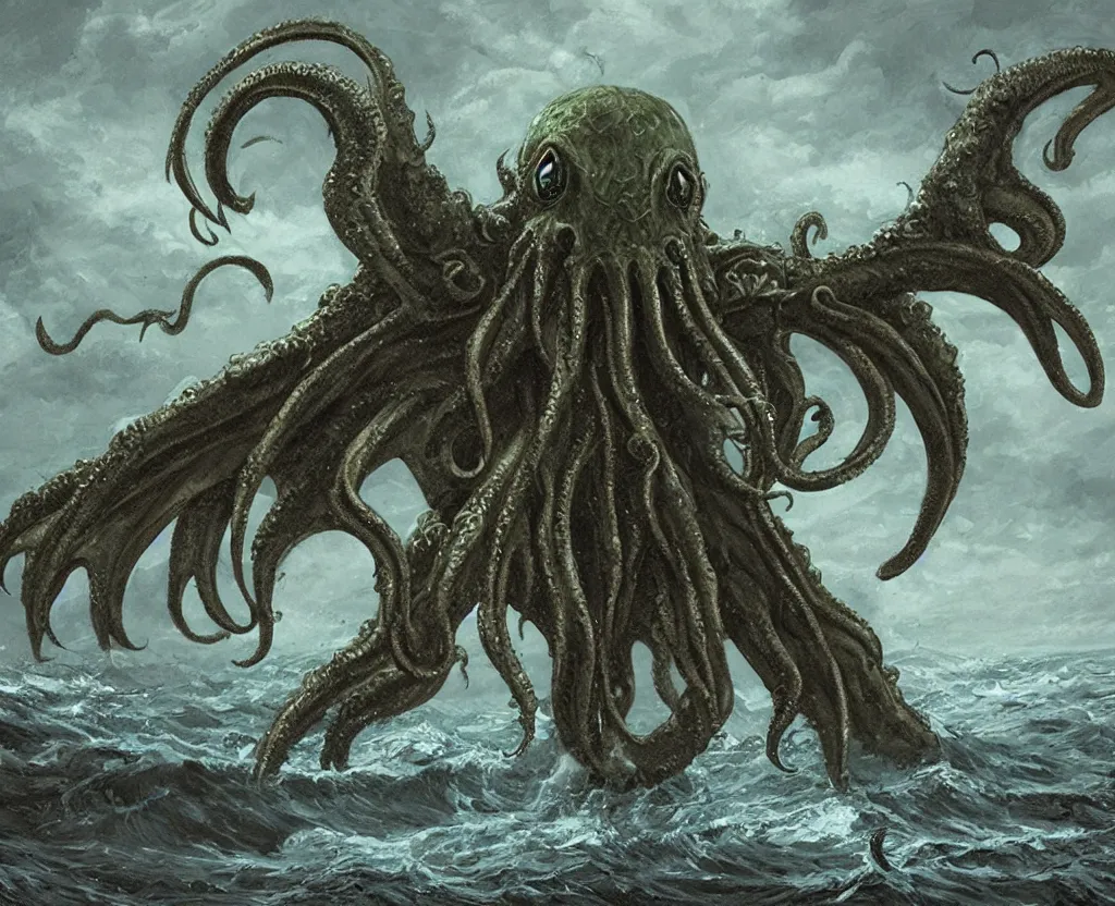 Image similar to cthulhu rises from the sea by ivan aiwasowski