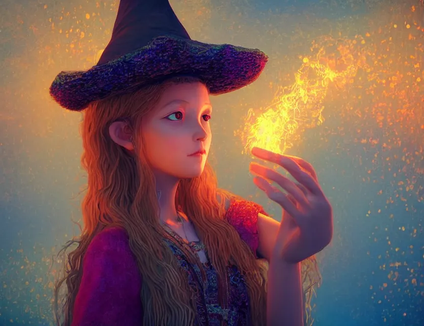 Prompt: unsure young russian witch casting a spell. award - winning 3 d animation by an indie studio, rimlighting, depth of field, limited but vibrant palette, intricate details, impressionism, chiaroscuro, bokeh. 4 5 7 8 5 3