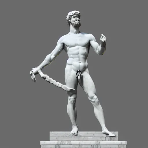 Image similar to a 3 d render of the statue of david out of marble, in the style of michelangelo