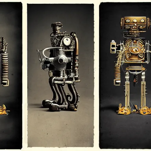 Image similar to portraits of steampunk robots by Louis Daguerre