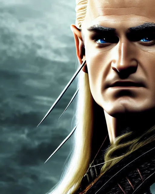 Prompt: Legolas from Lord of the rings, Cover art by Stephen Bliss, boxart, loading screen, 8K resolution