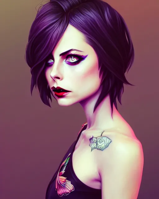 Image similar to a portrait of a beautiful willa holland as a punk, art by lois van baarle and loish and ross tran and rossdraws and sam yang and samdoesarts and artgerm, digital art, highly detailed, intricate, sharp focus, trending on artstation hq, deviantart, unreal engine 5, 4 k uhd image