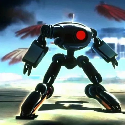 Prompt: An HD screenshot of the parrot robot from the Transformer anime, a collaboration between Michael Bay and Hayao Miyazaki.