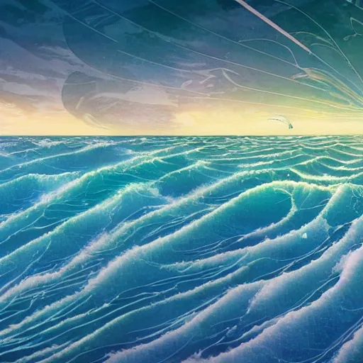 Prompt: atlantic the aftermath madness fantasycore seascape, Precise and Intricate Linework, Art Nouveau Cosmic 4k Detailed Matte Illustration unsplash contest winner ,CGSociety, Royal purple and Aquamarine color scheme, Pastiche by Christopher Moeller, Pastiche by Rockwell Kent