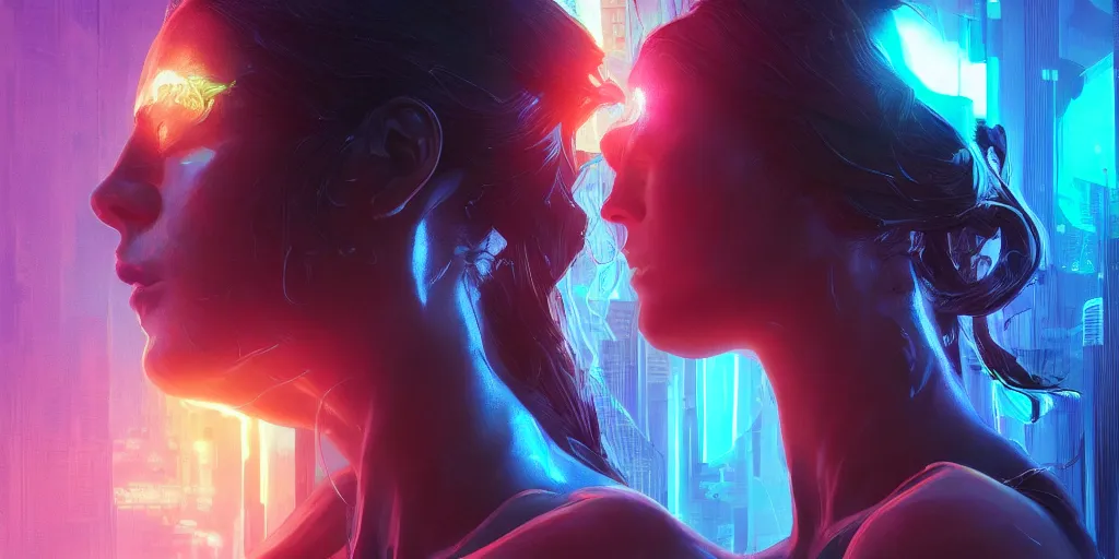 Image similar to altered carbon, neon, fibonacci, sweat drops, insane, intricate, highly detailed, digital painting, artstation, concept art, smooth, sharp focus, illustration, Unreal Engine 5, 8K, art by artgerm and greg rutkowski and alphonse mucha