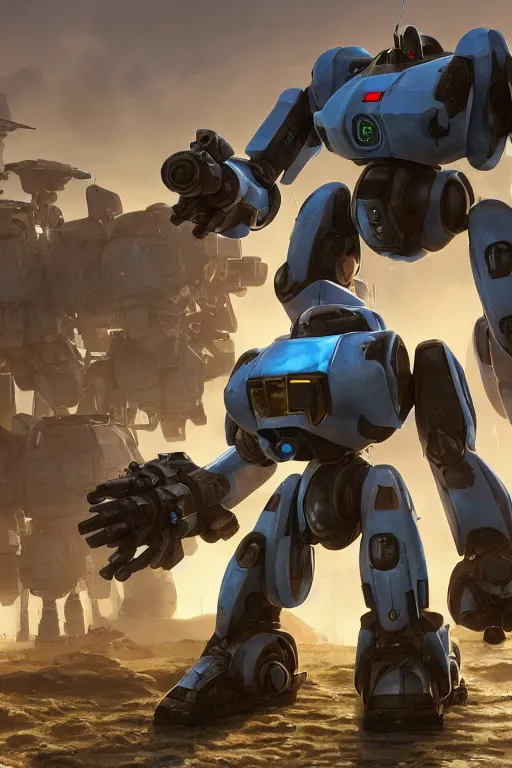 Image similar to mechwarrior 5 : mercenaries mech megaman transformer robot boss tank engine game octane render, 4 k, hd 2 0 2 2 3 d cgi rtx hdr style chrome reflexion glow fanart, global illumination ray tracing hdr fanart arstation by ian pesty by jesper ejsing pixar and disney unreal zbrush central hardmesh