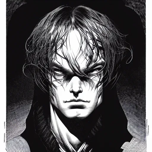 Image similar to portrait soft light, by bernie wrightson and killian eng and joe fenton, inspired by akira anime, etching, fine, sharp high detail, screen print,