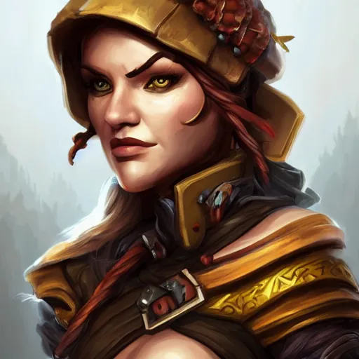 Prompt: Portrait of female rogue, intricate, elegant, highly detailed, digital painting, artstation, concept art, smooth, sharp focus, illustration, art by MasterHearthstone, Hearthstone art style