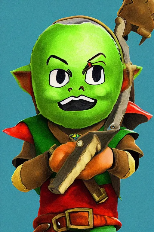 Image similar to an in game portrait of tingle from the legend of zelda breath of the wild, breath of the wild art style.