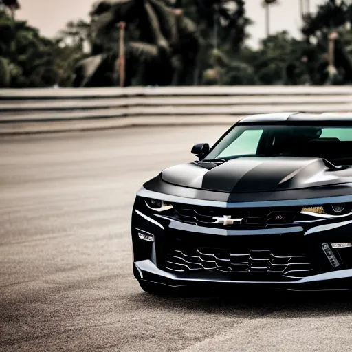 Image similar to Black Chevrolet Camaro LT in Jakarta, Ashpalt 9, Professional Photography, Promotional Photo, 4K