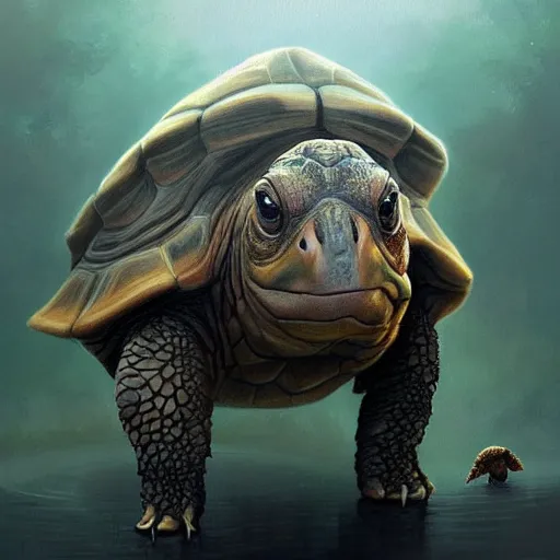 Image similar to amazingly beautiful portrait of a hyper realistic mitch mcconnell as a tortoise painted by greg rutkowski, artgerm, beautiful lighting, masterpiece, epic, 4 k