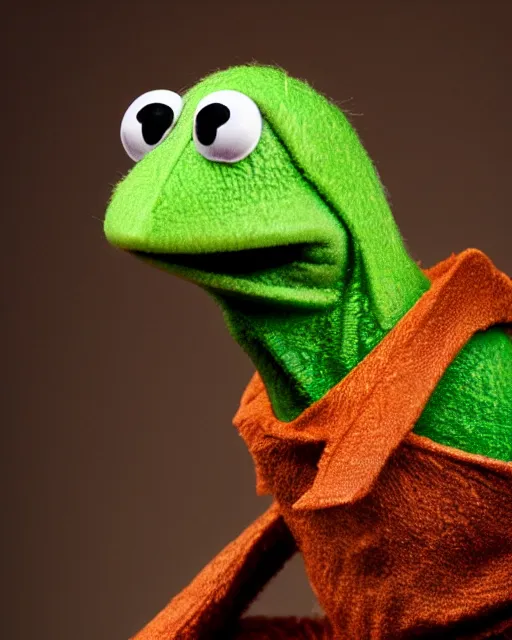 Image similar to A studio portrait of Kermit the Frog, highly detailed, 90mm, f/1.4