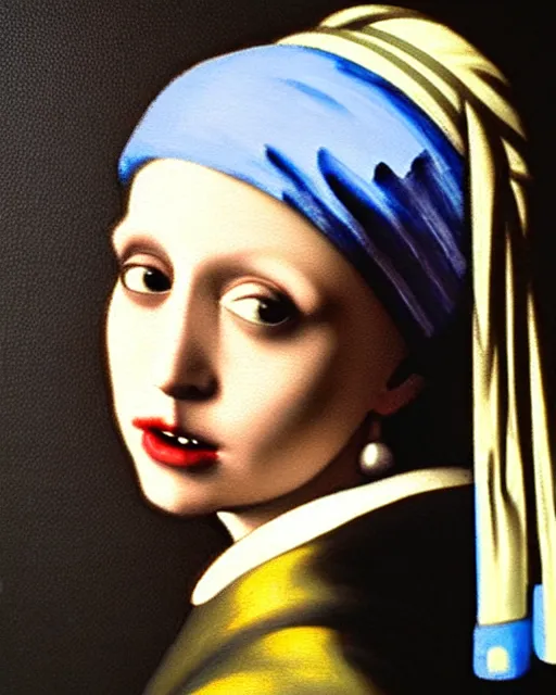 Image similar to darth vader looking over his shoulder, portrait in the style of girl with a pearl earring by johannes vermeer, high quality oil painting, highly detailed