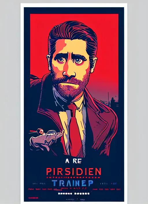 a transparent glass movie poster of jake gyllenhaal as Stable