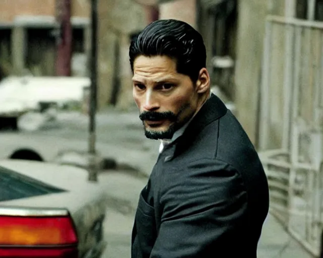 Prompt: in this scene from the hbo miniseries the outfit, a supernatural mafia crime thriller about magical monster - hunting mafiosi in 9 0 s philadelphia, the main character ( joe manganiello ) is terrified when he sees a man turn into a strange ephemeral spirit of rage. realistic hd 8 k film photography, modern horror special effects, cronenberg - esque.