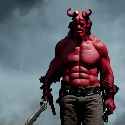 Image similar to Hellboy in The Walking Dead 4K quality