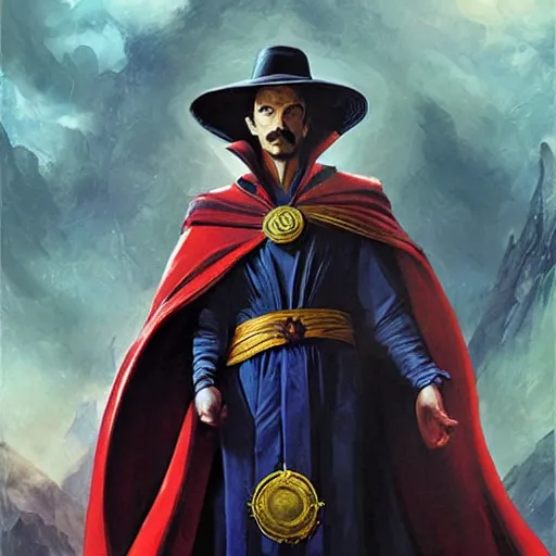 Image similar to doctor strange wearing a sombrero geog darrow greg rutkowski