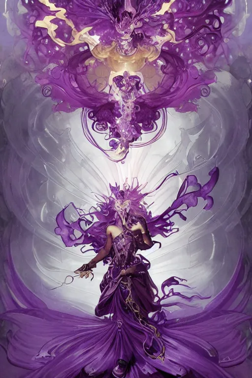 Image similar to purple fire magic, amethyst, magical, painted purple, rpg, icon, vector style, by nekro, peter mohrbacher, alphonse mucha, brian froud, yoshitaka amano, kim keever, victo ngai, james jean