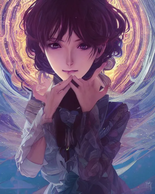 Prompt: illustration of an anime girl entranced bewitched mesmerized hypnotized mind controlled, spirals in eyes, by artgerm and wlop and greg rutkowski and alphonse mucha, digital art, extreme detail, realistic lighting, cinematic composition, concept art, sharp focus, colorful, photorealistic, 8 k